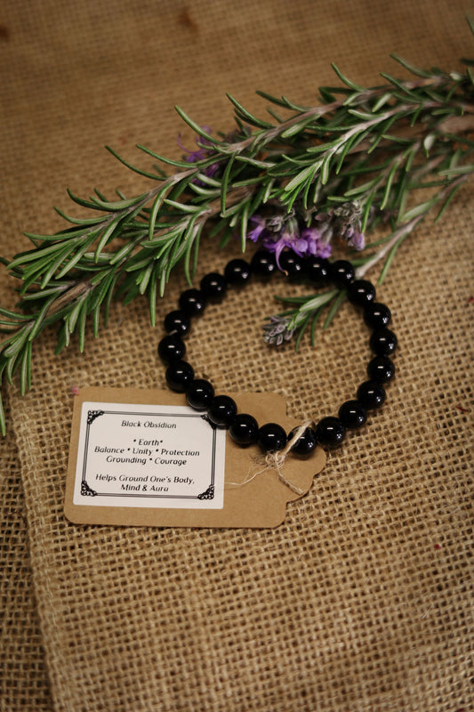 Black Obsidian Beaded Bracelet